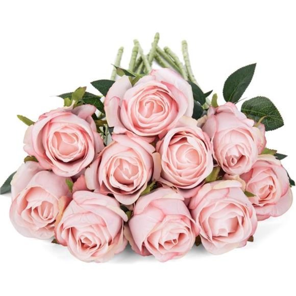 10pcs Artificial Rose Flowers Long Stem Fake Silk Roses for DIY Wedding Bouquet - Picture 3 of 6